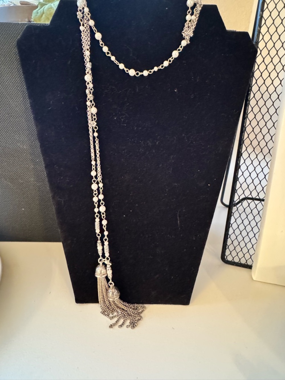 Brighton Charleston Wrap Around Silver and Pearl Necklace- retired